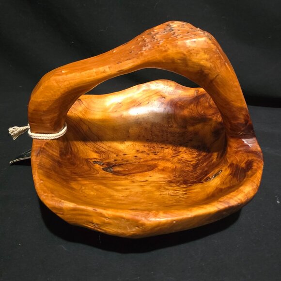 NWT - Chinese Fir Tree Root Carved Handled Bowl 10 5/8" x 9 1/4" x 8" H - Picture 3 of 6
